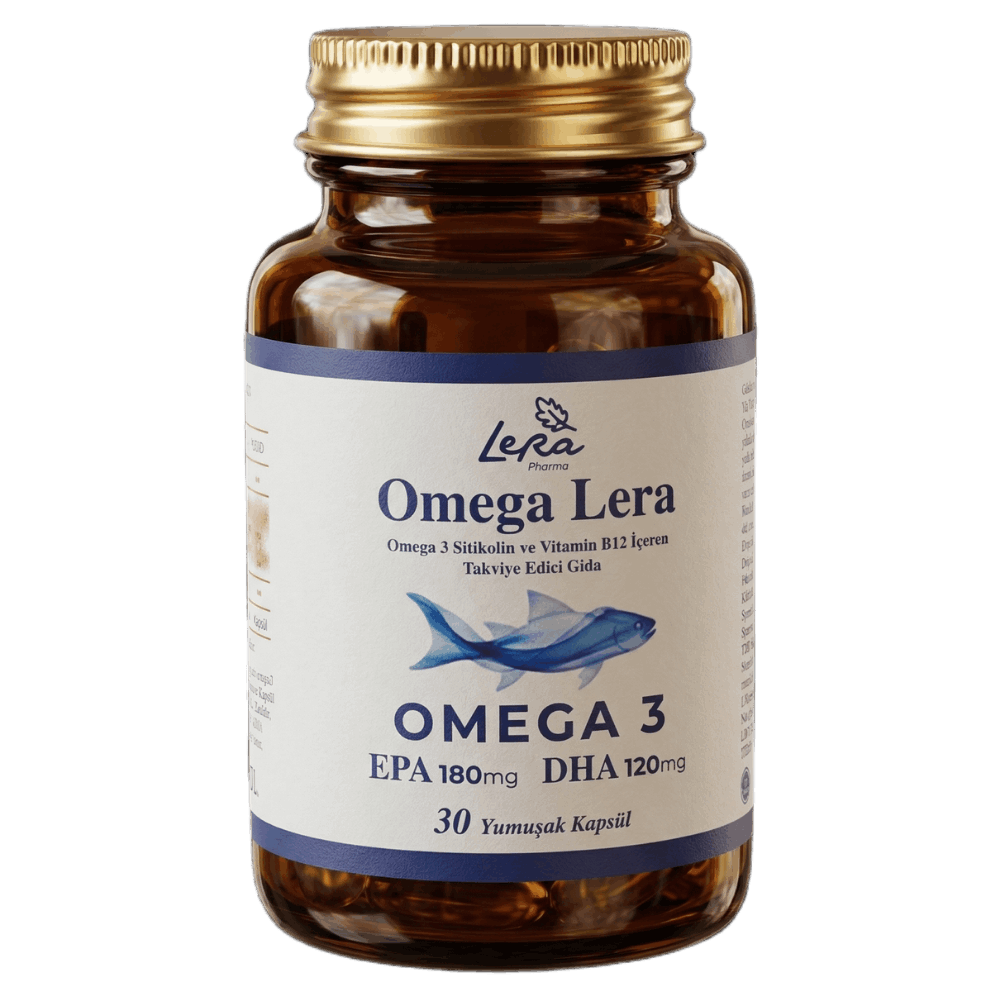 Omega Lera — Omega 3 Sitikolin ve Vitamin B12 İçeren Takviye Edici Gıda, 30 Yumuşak Kapsül