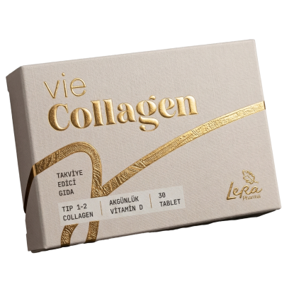 Vie Collagen — Tip 1-2 Kolajen, Akgünlük ve Vitamin D İçeren Takviye Edici Gıda, 30 Tablet
